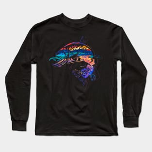 Mountain Trout Fly Fishing Silhouette Stream Sunset Mountain Stream Long Sleeve T-Shirt